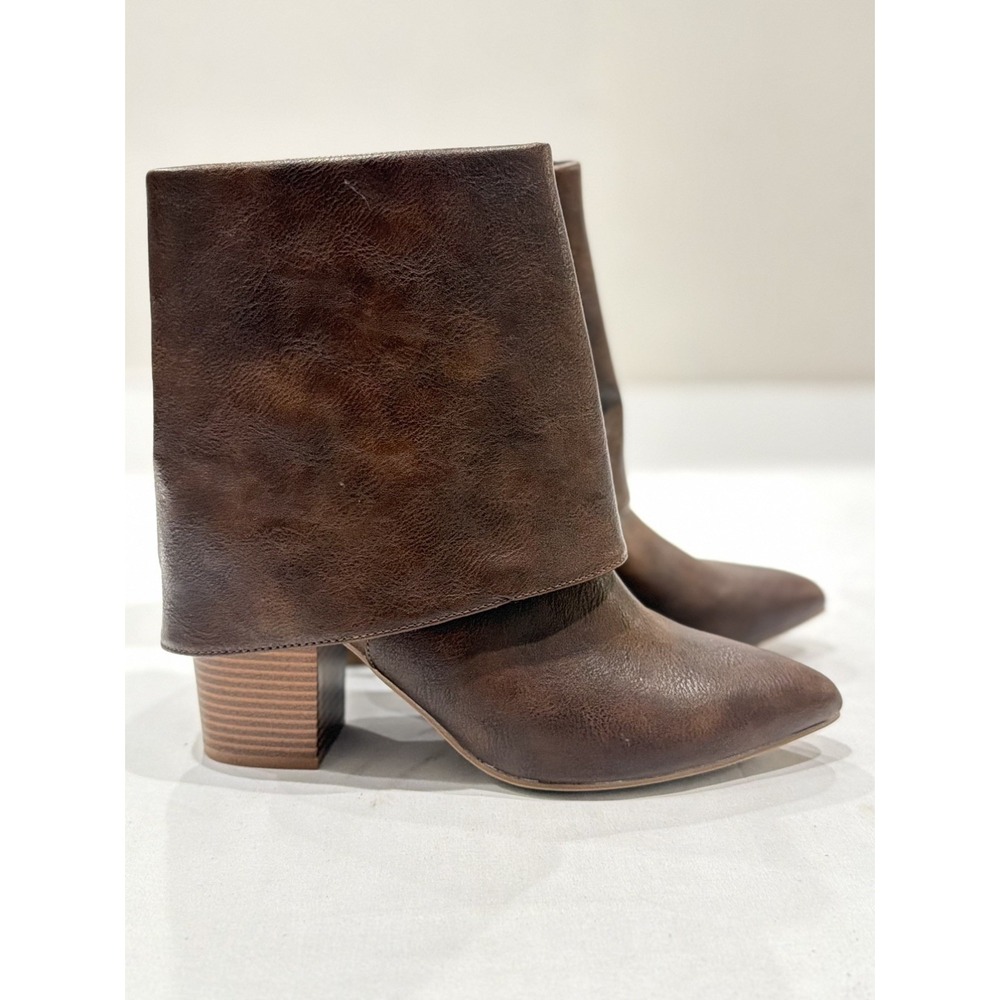 Sonoma Amarella Fold Over Ankle Boots Women Size 10 Cognac fall preppy elegant